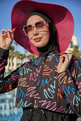 Remsa Mayo - Remsa Swimsuit Ribbon Detailed Straw Hat Fuchsia RŞ-73