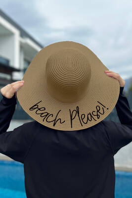Remsa - Remsa Swimwear Beach Please written Straw Hat Camel RŞ-61