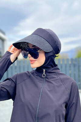 Remsa - Remsa Swimwear Folding Visor Straw Hat Sunscreen Visor Black RŞ-43