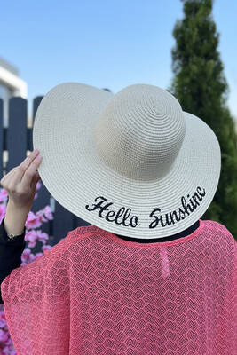 Remsa - Remsa Swimwear Hello Sunshine Written Straw Hat Beige RŞ-22