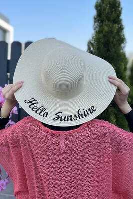 Remsa - Remsa Swimwear Hello Sunshine Written Straw Hat Beige RŞ-22 (1)