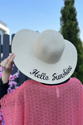 Remsa Mayo - Remsa Swimwear Hello Sunshine Written Straw Hat Beige RŞ-22