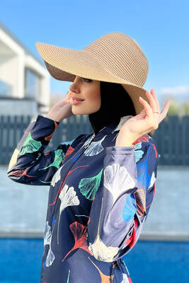 Remsa - Remsa Swimwear Hello Sunshine Written Straw Hat Camel RŞ-23 (1)