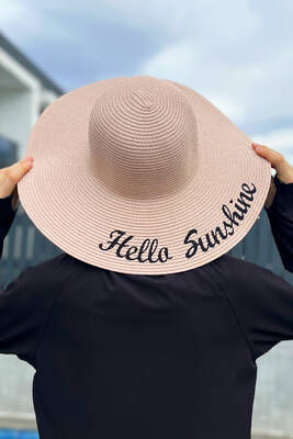 Remsa - Remsa Swimwear Hello Sunshine Written Straw Hat Powder RŞ-25