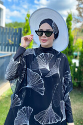 Remsa Mayo - Remsa Swimwear Hijab Swimsuit Patterned Single Kaftan Cover-up 430-220 Rümeysa