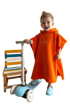 Remsa - Remsa Swimwear Kids Sea Pool Hooded Poncho Beach Towel 717 Oranj