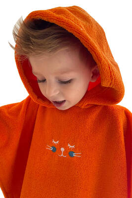 Remsa - Remsa Swimwear Kids Sea Pool Hooded Poncho Beach Towel 717 Oranj (1)