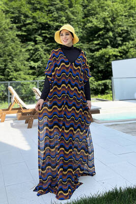 Remsa - Remsa Swimwear Knitted Single Kaftan Pareo 430-T9 Colorful Remsa - Remsa Swimwear Knitted Single Kaftan Pareo 430-T9 Colorful