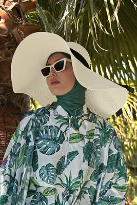Remsa - Remsa Swimwear Large Size Straw Hat Ecru RŞ-21 (1)