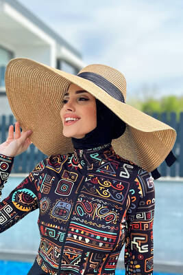 Remsa - Remsa Swimwear Large Straw Hat Camel RŞ-20 Remsa - Remsa Swimwear Large Straw Hat Camel RŞ-20