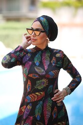 Remsa Mayo - Remsa Swimsuit Lira Fully Covered Hijab Swimsuit with Feather Leaves 2013 Tuğba
