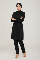 Remsa Mayo - Remsa Swimwear Lycra Fully Covered Hijab Swimsuit Straight 9020 Black