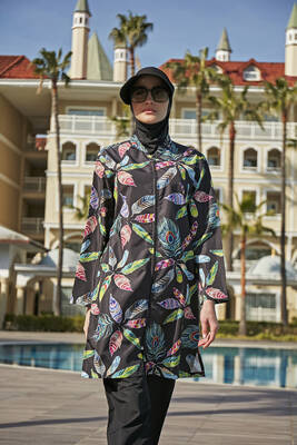 Remsa - Remsa Swimwear Parachute Full Coverage Burkini R4602 Green Peacock Remsa - Remsa Swimwear Parachute Full Coverage Burkini R4602 Green Peacock