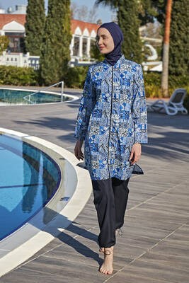 Remsa - Remsa Swimwear Parachute Full Coverage Burkini R4604 Saliha Remsa - Remsa Swimwear Parachute Full Coverage Burkini R4604 Saliha