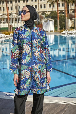 Remsa - Remsa Swimwear Parachute Full Coverage Burkini R4605 Mahperi Remsa - Remsa Swimwear Parachute Full Coverage Burkini R4605 Mahperi