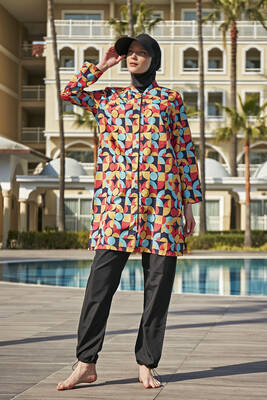 Remsa - Remsa Swimwear Parachute Full Coverage Burkini R4606 Pervin (1) Remsa - Remsa Swimwear Parachute Full Coverage Burkini R4606 Pervin (1)