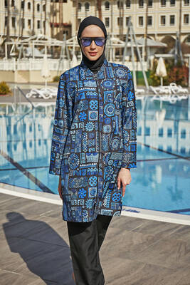 Remsa - Remsa Swimwear Parachute Full Coverage Burkini R4607 Umran (1) Remsa - Remsa Swimwear Parachute Full Coverage Burkini R4607 Umran (1)