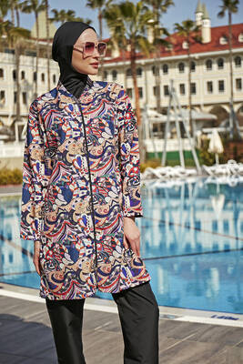 Remsa - Remsa Swimwear Parachute Full Coverage Burkini R4608 Nurperi Remsa - Remsa Swimwear Parachute Full Coverage Burkini R4608 Nurperi