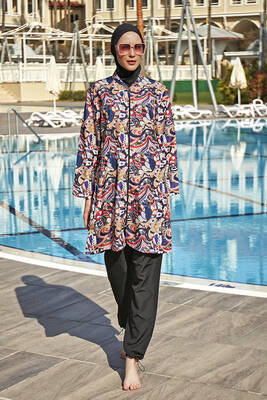 Remsa - Remsa Swimwear Parachute Full Coverage Burkini R4608 Nurperi (1) Remsa - Remsa Swimwear Parachute Full Coverage Burkini R4608 Nurperi (1)