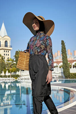 Remsa - Remsa Swimwear Parachute Fully Covered Hijab Swimsuit R038 Beren Remsa - Remsa Swimwear Parachute Fully Covered Hijab Swimsuit R038 Beren