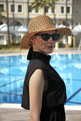 Remsa - Remsa Swimwear Patterned Seashell Straw Hat Camel RŞ-32