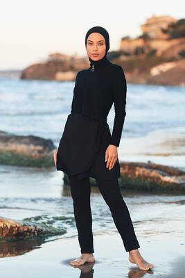 Remsa - Remsa Swimwear Pool Sea Connectable Lycra Skirt Pareo Black RP005 (1) Remsa - Remsa Swimwear Pool Sea Connectable Lycra Skirt Pareo Black RP005 (1)