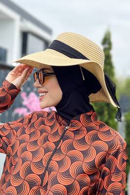 Remsa - Remsa Swimwear Ribbon Detailed Straw Hat Beige RŞ-50 Remsa - Remsa Swimwear Ribbon Detailed Straw Hat Beige RŞ-50