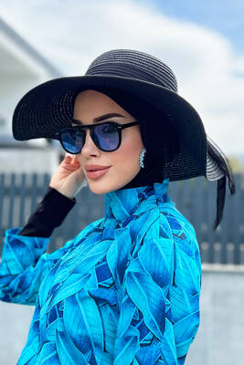 Remsa - Remsa Swimwear Ribbon Detailed Straw Hat Black RŞ-48