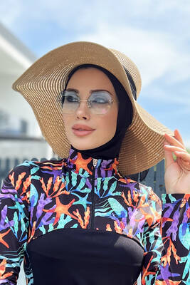 Remsa - Remsa Swimwear Ribbon Detailed Straw Hat Camel RŞ-49 (1)