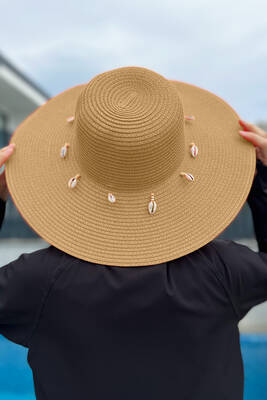 Remsa - Remsa Swimwear Straw Hat Seashell Camel RŞ-52 Remsa - Remsa Swimwear Straw Hat Seashell Camel RŞ-52