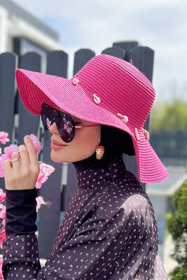 Remsa - Remsa Swimwear Straw Hat Seashell Fuchsia RŞ-53 (1) Remsa - Remsa Swimwear Straw Hat Seashell Fuchsia RŞ-53 (1)