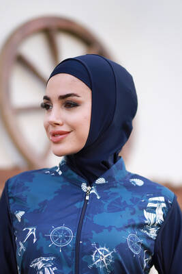 Remsa - Remsa Swimwear Swimming Scarf Pool Sea Scarf Navy Blue Remsa - Remsa Swimwear Swimming Scarf Pool Sea Scarf Navy Blue