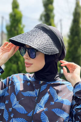 Remsa - Remsa Swimwear Visor Knitted Straw Hat Sunscreen Visor Black RŞ-41 (1)