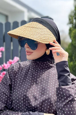 Remsa - Remsa Swimwear Visor Knitted Straw Hat Sunscreen Visor Camel RŞ-42 (1)