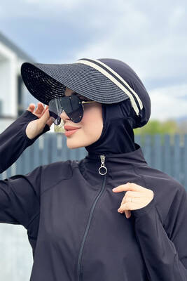 Remsa - Remsa Swimwear Visor Straw Hat Sunscreen Visor Black RŞ-39