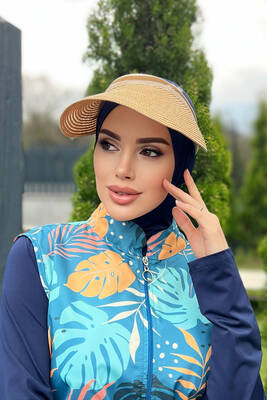 Remsa - Remsa Swimwear Visor Straw Hat Sunscreen Visor Camel RŞ-36