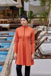 Remsa Mayo - Remsa Swimwsear Lycra Fully Covered Hijab Swimsuit Straight 9020 Cinnamon