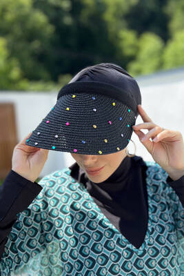 Remsa Mayo - Remsa Taşlı Vizör Hasır Şapka Güneş Koruyucu Siperlik RŞ-100 Siyah Remsa Mayo - Remsa Taşlı Vizör Hasır Şapka Güneş Koruyucu Siperlik RŞ-100 Siyah