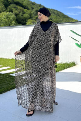 Remsa Mayo - Remsa Tesettür Mayo Üzerine Delikli Triko Örme Tek Kaftan Pareo 430-T11 Remsa Mayo - Remsa Tesettür Mayo Üzerine Delikli Triko Örme Tek Kaftan Pareo 430-T11