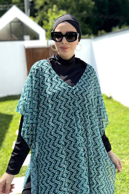 Remsa Mayo - Remsa Tesettür Mayo Üzerine Desenli Tek Kaftan Pareo 430-306 Mint Remsa Mayo - Remsa Tesettür Mayo Üzerine Desenli Tek Kaftan Pareo 430-306 Mint