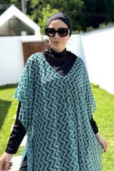 Remsa Mayo - Remsa Tesettür Mayo Üzerine Desenli Tek Kaftan Pareo 430-306 Mint