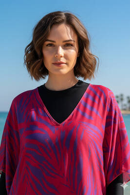 Remsa - Remsa Tesettür Mayo Üzerine Tasarım Tek Kaftan Pareo RDP26 Narçiçeği (1)