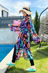 Remsa Mayo - Remsa Tesettür Mayo Üzerine Tek Kaftan Kimono Pareo RP004A Mercan (1)