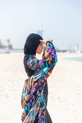 Remsa Mayo - Remsa Tesettür Mayo Üzerine Tek Kaftan Kimono Pareo RP004A Mercan (1)