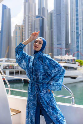 Remsa Mayo - Remsa Tesettür Mayo Üzerine Tek Kaftan Kimono Pareo RP012 Rabia