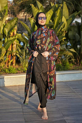 Remsa Mayo - Remsa Tesettür Mayo Üzerine Tek Kaftan Kimono Pareo RP019 Funda