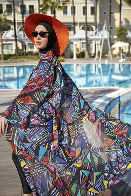 Remsa Tesettür Mayo Üzerine Tek Kaftan Kimono Pareo RP020 Alina · 3