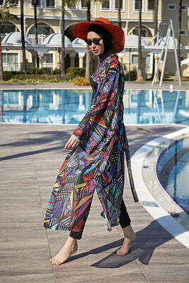 Remsa Tesettür Mayo Üzerine Tek Kaftan Kimono Pareo RP020 Alina · 5