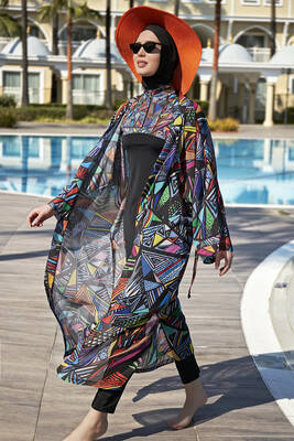 Remsa Tesettür Mayo Üzerine Tek Kaftan Kimono Pareo RP020 Alina · 6