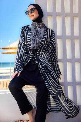 Remsa Mayo - Remsa Tesettür Mayo Üzerine Tek Kaftan Kimono Pareo Siyah02 RP032 Labire Remsa Mayo - Remsa Tesettür Mayo Üzerine Tek Kaftan Kimono Pareo Siyah02 RP032 Labire